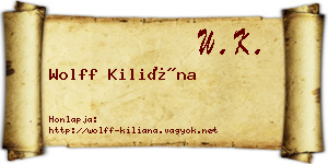 Wolff Kiliána névjegykártya